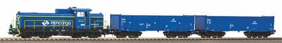Piko H0 - 97937 - Start-Set mit Bettung Güterzug Diesellok SM 42 mit 2 offenen Güterwagen PKP Cargo IV - Artikelbild