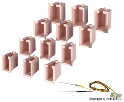 Viessmann - 6005 - Hausbeleuchtungs-Startset, 12 Boxen, 4 verschiedene Größen, 1 LED weiß - Artikelbild