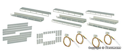 Viessmann - 6045 - Startset Etageninnenbeleuchtung, 8 Schienen, 4 verschiedene Größen, 4 LEDs weiß - Artikelbild