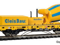 Viessmann H0 - 2625 - H0 Niederbordwagen mit Betonmischer GleisBau, Funktionsmodell für Dreileitersysteme **Auslauf**