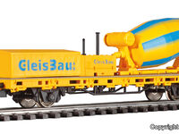 Viessmann H0 - 2624 - H0 Niederbordwagen mit Betonmischer GleisBau, Funktionsmodell für Zweileitersysteme **Auslauf**