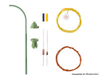 Viessmann H0 - 6729 - H0 Bausatz Bogen-Gaslaterne grün, LED warmweiß