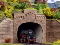 Vollmer H0 - 42503 - H0 Tunnelportal mit Aufsatz, zweigleisig, 2 Stück