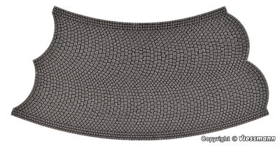 Vollmer H0 - 48257 - H0 Straßenplatte Kopfsteinpflaster aus Steinkunst, 45°-Kurve, gegenläufig, Radius 15 cm - Artikelbild