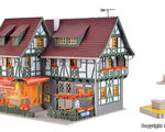 Vollmer H0 - 43683 - H0 Konditorei mit Eissalon, Inneneinrichtung und LED-Beleuchtung, Funktionsbausatz - Artikelbild
