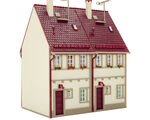 Vollmer H0 - 43843 - H0 Reihen-Doppelhaus, beige - Artikelbild