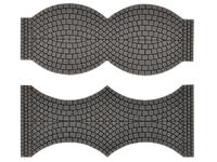 Vollmer H0 - 48244 - H0 Straßenplatte Kopfsteinpflaster aus Steinkunst, je 2 Endstücke, L 1,7 cm x B 8 cm