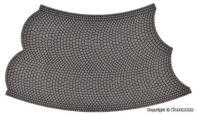 Vollmer H0 - 48245 - H0 Straßenplatte Kopfsteinpflaster aus Steinkunst, 45°-Kurve, Radius 12 cm - Artikelbild