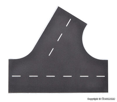 Vollmer H0 - 48262 - H0 Straßenplatte Asphalt aus Steinkunst, 60°-Einmündung nach rechts, L 22 x B 19,5 cm - Artikelbild