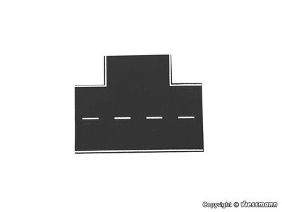 Vollmer H0 - 48263 - H0 Straßenplatte Asphalt aus Steinkunst, 90°-Einmündung, L 15 x B 11,5 cm - Artikelbild