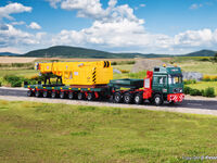 Kibri H0 - 13600 - H0 MAN SK mit SCHEUERLE Plattformwagen und Oberteil Schienenkran **Auslauf**