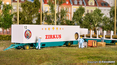 Kibri H0 - 14658 - H0 Zirkus Zeltstangen- und Kofferanhänger, 2 Stück - Artikelbild