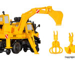 Kibri H0 - 16307 - H0 Zweiwege UNIMOG mit Heckbagger - Artikelbild