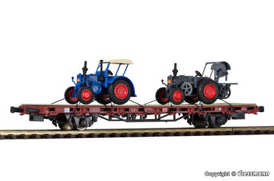 Kibri H0 - 26252 - H0 Niederbordwagen mit 2 LANZ Bulldogs, Fertigmodell - Artikelbild