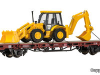 Kibri H0 - 26260 - H0 Niederbordwagen mit Baggerlader JCB 4CX 4x4x4, Fertigmodell **Auslauf**
