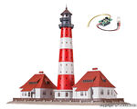 Kibri N - 37300 - N Leuchtturm Westerheversand mit 2 Nebengebäuden, Funktionsbausatz - Artikelbild