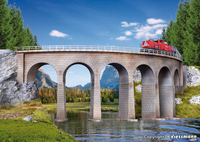 Kibri N - 37664 - N/Z Semmering-Viadukt mit Eisbrecherfundamenten, gebogen, eingleisig - Artikelbild