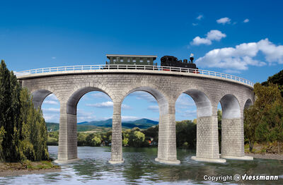 Kibri N - 37665 - N/Z Albula-Viadukt mit Eisbrecherfundamenten, gebogen, eingleisig - Artikelbild