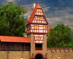 Kibri H0 - 38914 - H0 Stadtmauer mit Fachwerkturm in Weil - Artikelbild