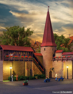 Kibri H0 - 38915 - H0 Stadtmauer mit Rundturm in Weil - Artikelbild