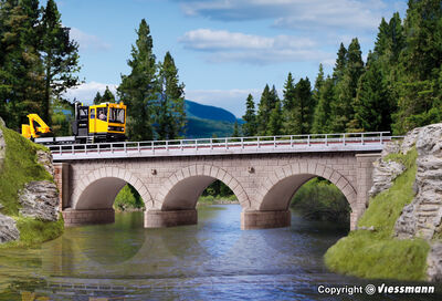 Kibri H0 - 39721 - H0 Steinbogenbrücke mit Eisbrecherpfeilern gerade, eingleisig - Artikelbild