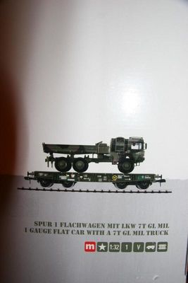 Märklin 58658 Spur 1, 1:32 Flachwagen Rlmms 650 DB mit LKW neuw. OVP - Artikelbild
