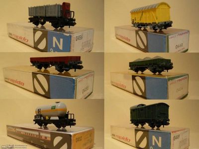 Konvolut 6x Arnold N Güterwagen; Nr.0442, 0449, 0452, 0454, 0455, 0456 - Artikelbild