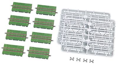 Faller N - 971789 - 8 Tram-Gleise, gerade, 70 mm, begrünt - Artikelbild