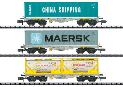 Trix N - 18703 - Containertragwagen-Set Bauart Sgmmns 190 - Artikelbild