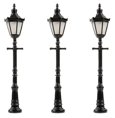 Faller H0 - 180112 - LED-Parklaterne, Sechskantlaterne mit Krone, warmweiß, 3 Stück - Artikelbild